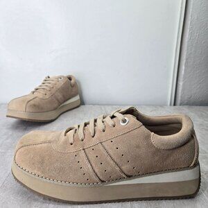 Chunky Platform Sneakers 9.5 Tan Beige Suede Y2K Retro Streetwear Sporty Shoes